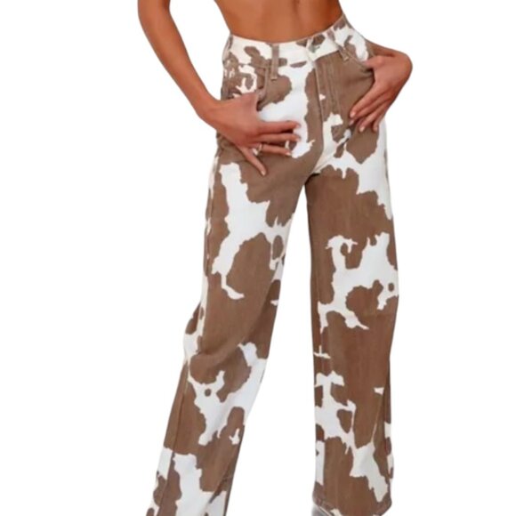 12th Tribe Pants - 12th Tribe Midland Cow Print Jeans